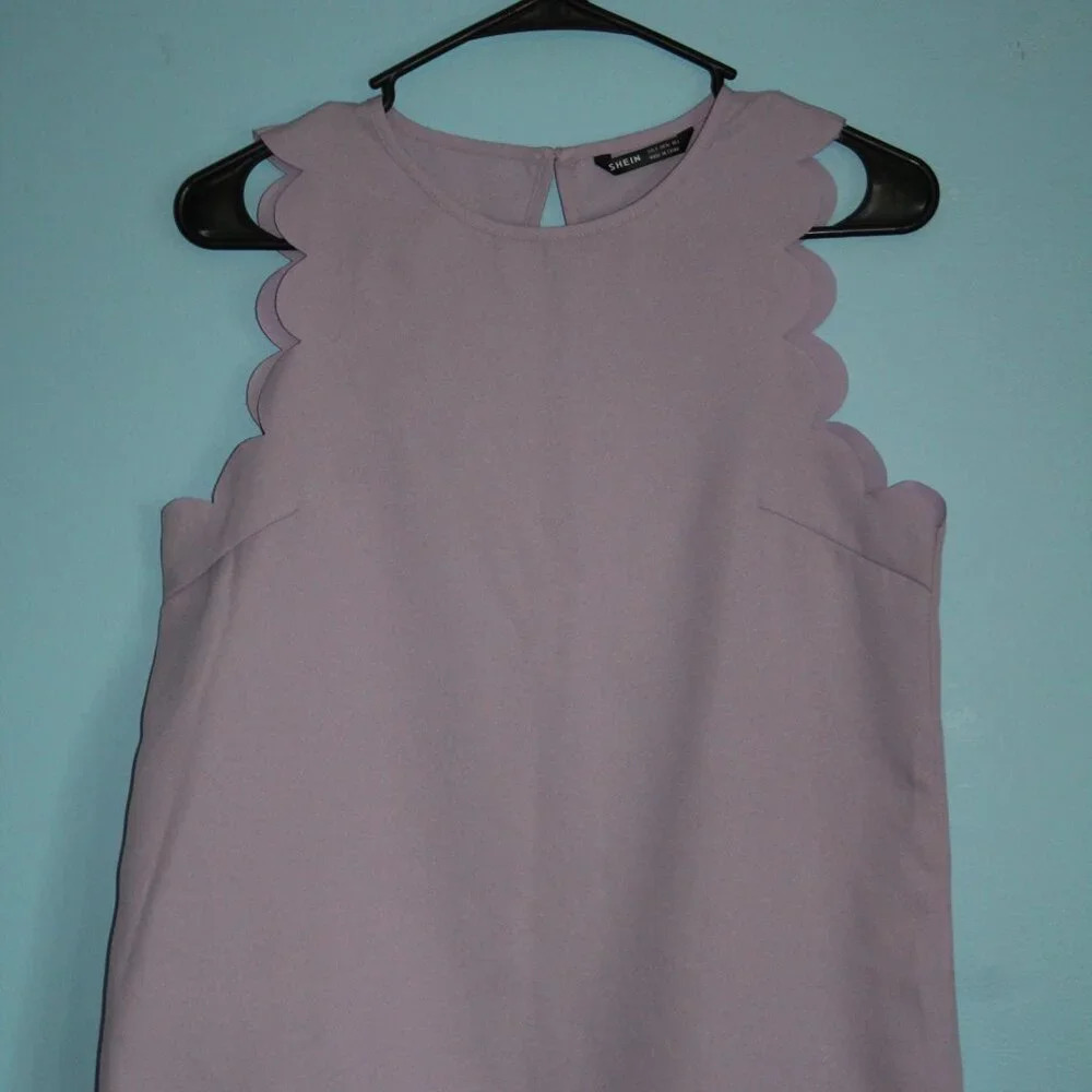 SHEIN Scalloped Sleeve Lilac Tank Top Women's Small Modest - Picture 5 of 14